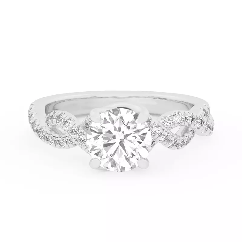 14K White Gold Gina Twisted Pavé Diamond Engagement Ring