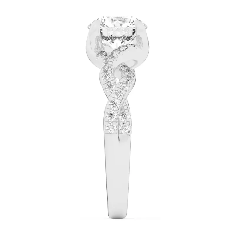 14K White Gold Gina Twisted Pavé Diamond Engagement Ring