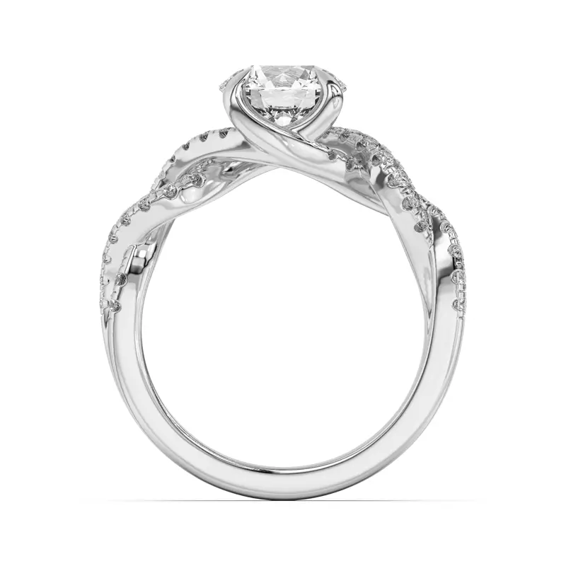 18K White Gold Gina Twisted Pavé Diamond Engagement Ring
