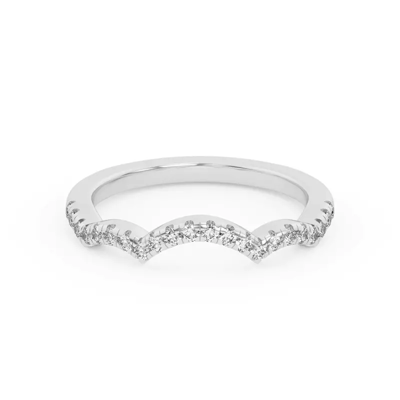 18K White Gold Gina Curved Pavé Band