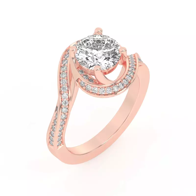 14K Rose Gold Elara Swirl Pavé Engagement Ring