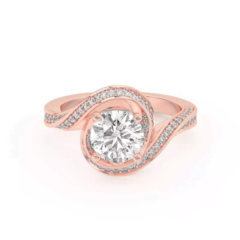 14K Rose Gold Elara Swirl Pavé Engagement Ring