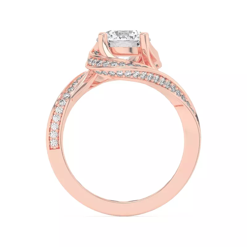 14K Rose Gold Elara Swirl Pavé Engagement Ring