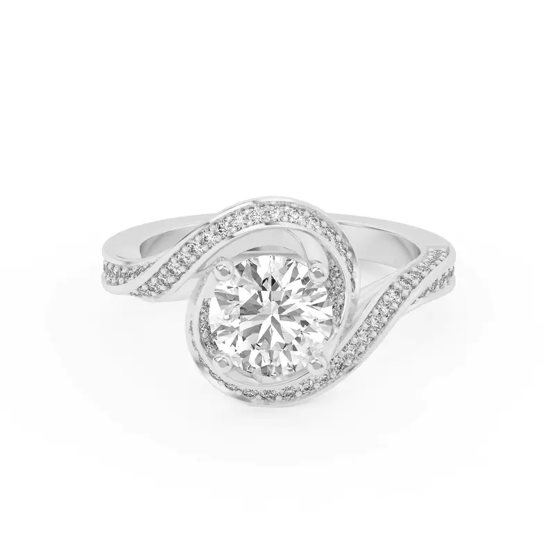 14K White Gold Elara Swirl Pavé Engagement Ring