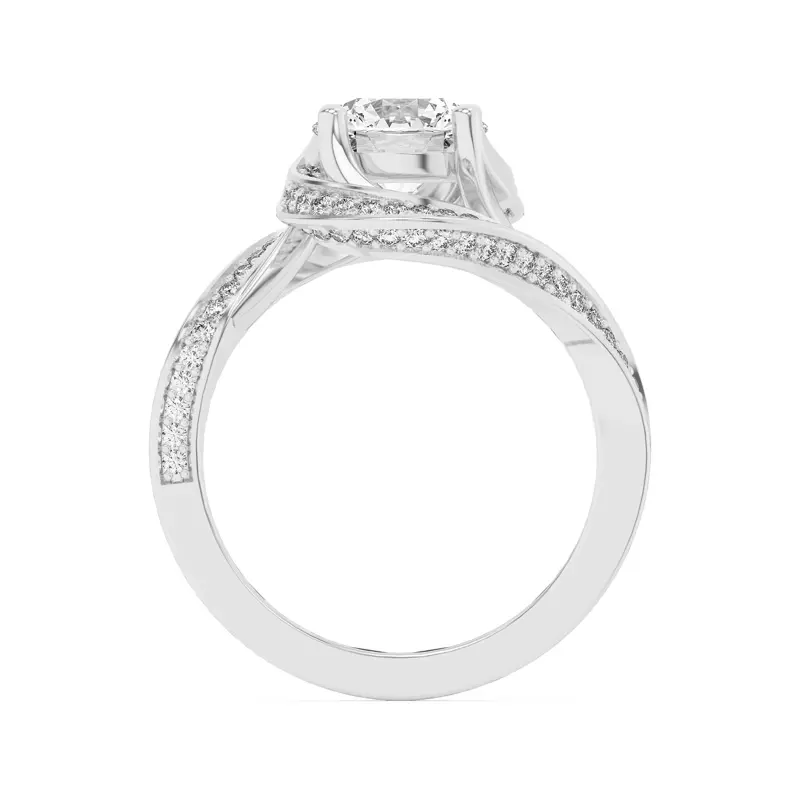 14K White Gold Elara Swirl Pavé Engagement Ring