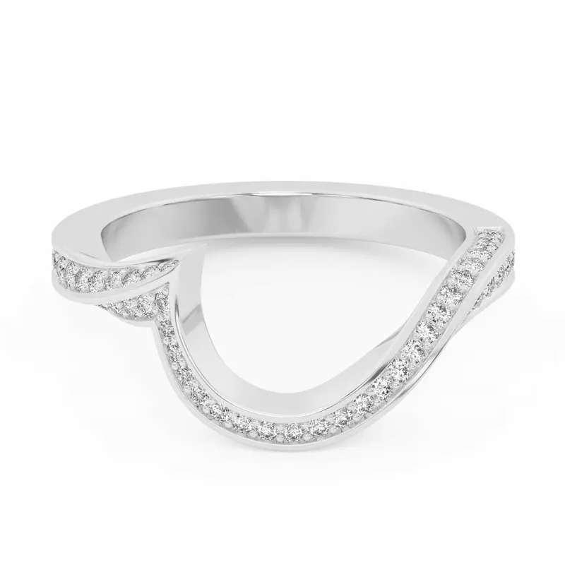 14K White Gold Elara Swirl Pavé Band