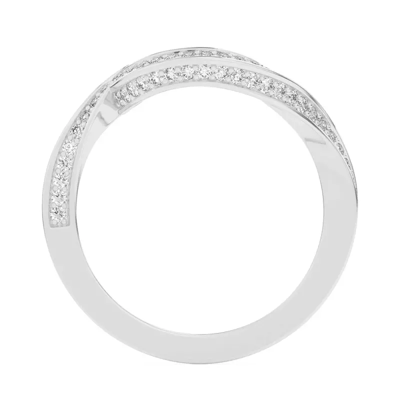 14K White Gold Elara Swirl Pavé Band