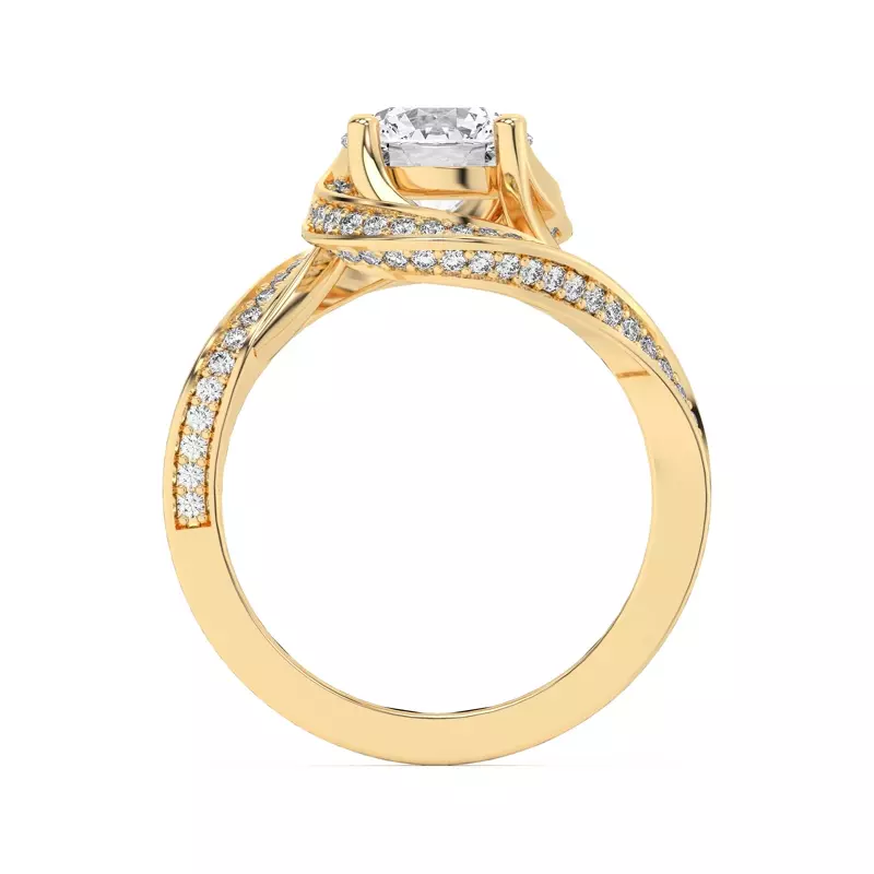 14K Yellow Gold Elara Swirl Pavé Engagement Ring