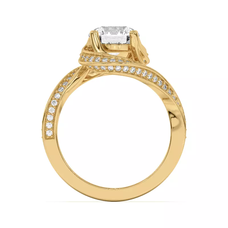 14K Yellow Gold Elara Swirl Pavé Engagement Ring