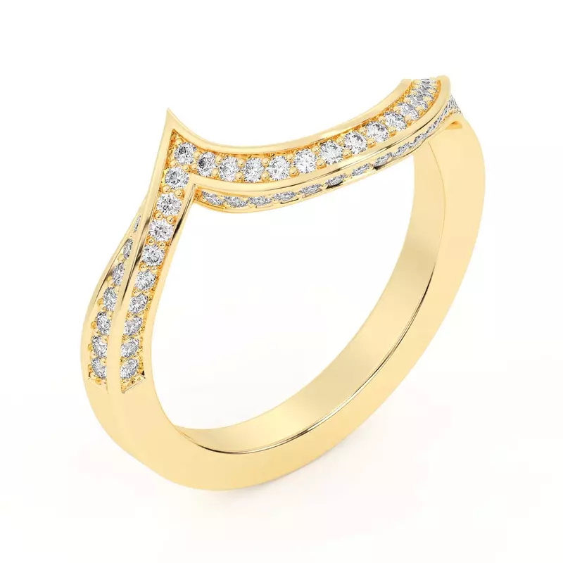 14K Yellow Gold Elara Swirl Pavé Band