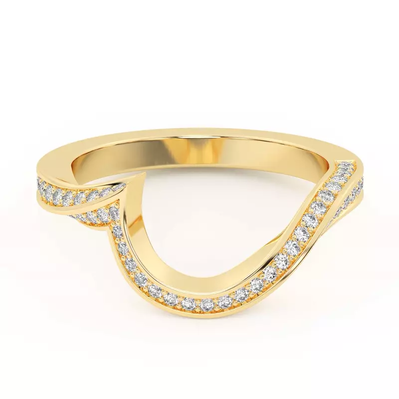 14K Yellow Gold Elara Swirl Pavé Band