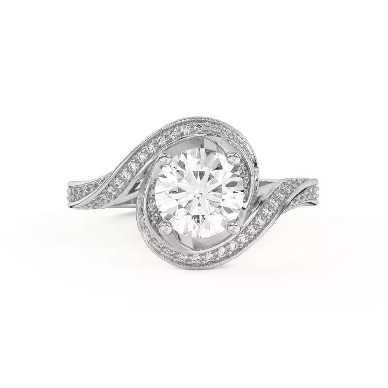 Platinum Elara Swirl Pavé Engagement Ring