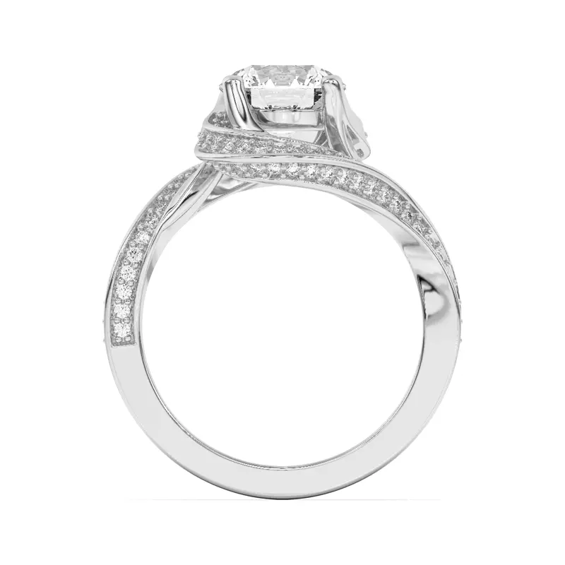 Platinum Elara Swirl Pavé Engagement Ring