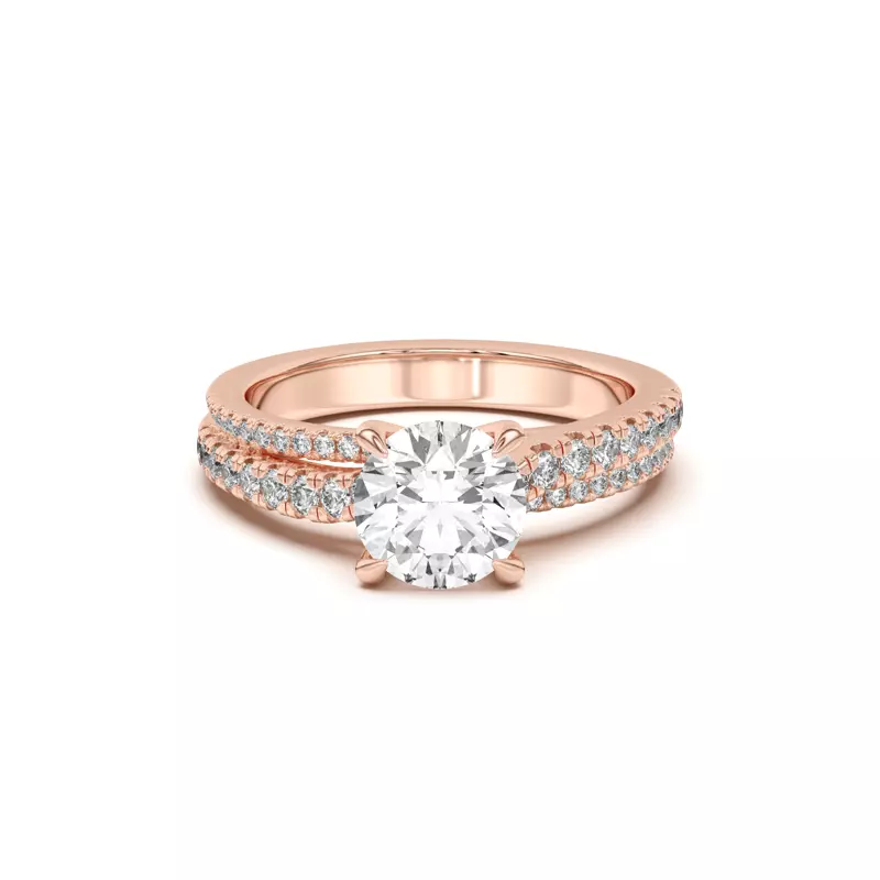 14K Rose Gold Duplo Double Row Pavé Engagement Ring