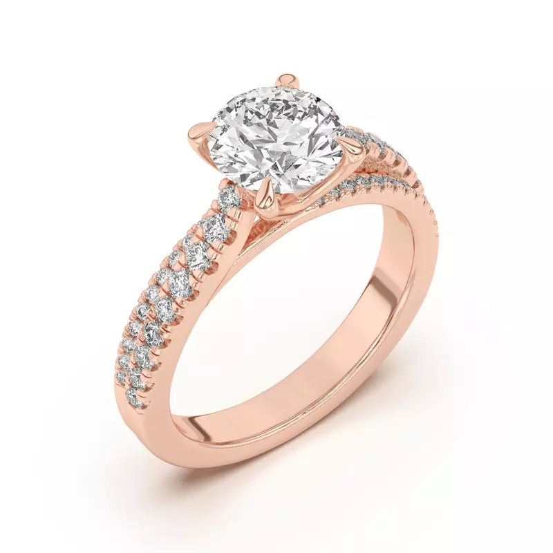 14K Rose Gold Duplo Double Row Pavé Engagement Ring