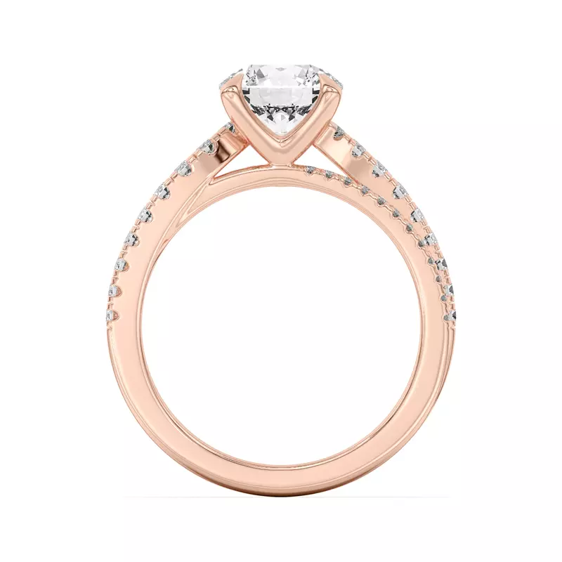 14K Rose Gold Duplo Double Row Pavé Engagement Ring
