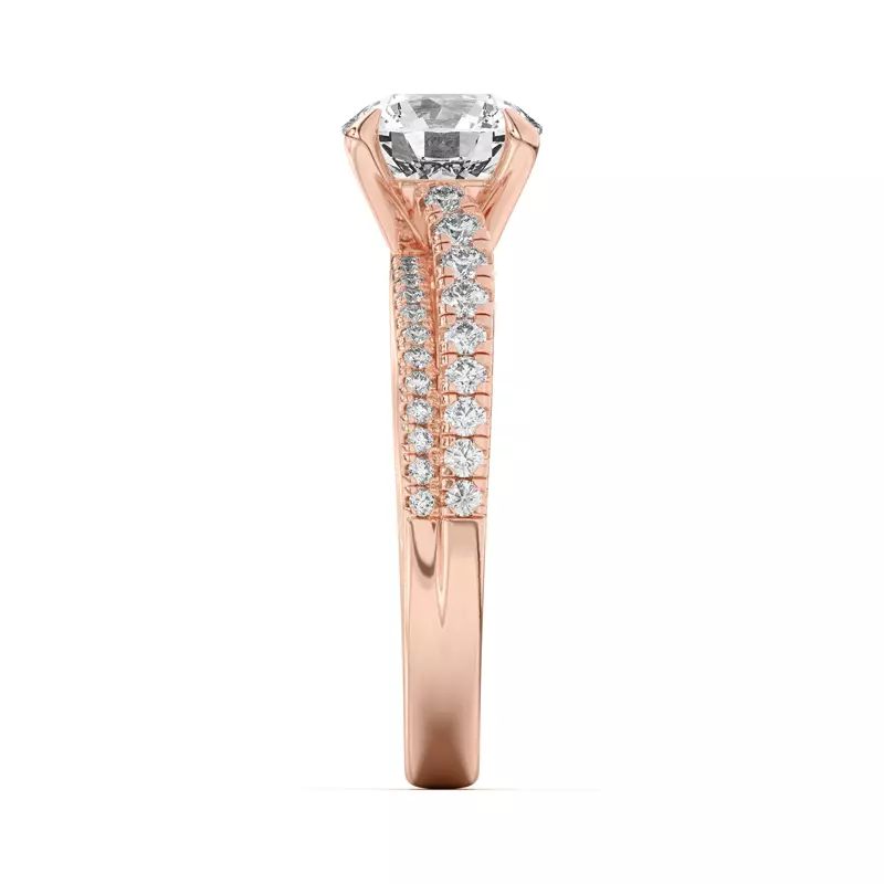 14K Rose Gold Duplo Double Row Pavé Engagement Ring