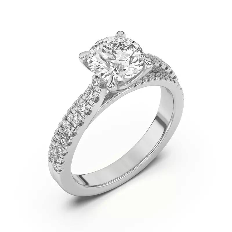 14K White Gold Duplo Double Row Pavé Engagement Ring