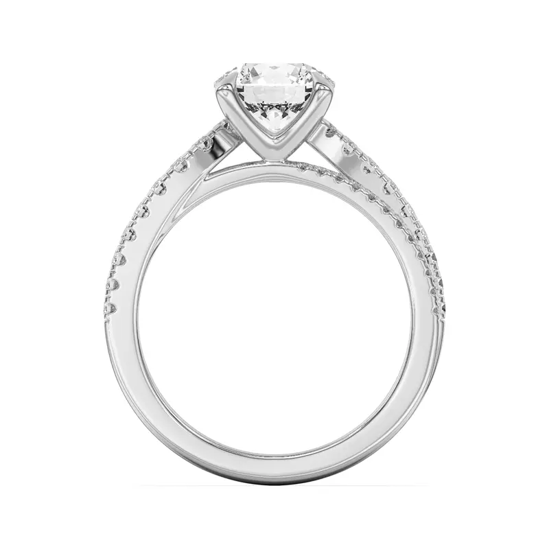 14K White Gold Duplo Double Row Pavé Engagement Ring