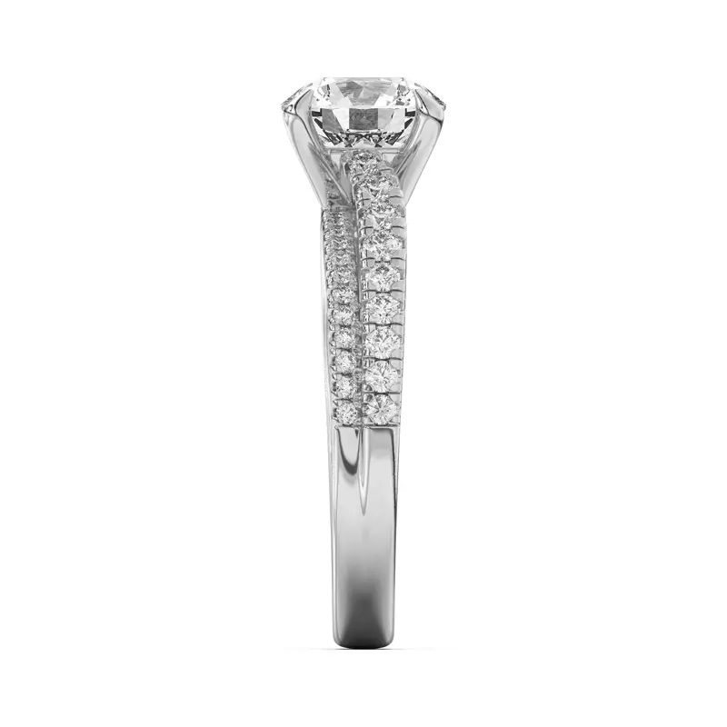 14K White Gold Duplo Double Row Pavé Engagement Ring