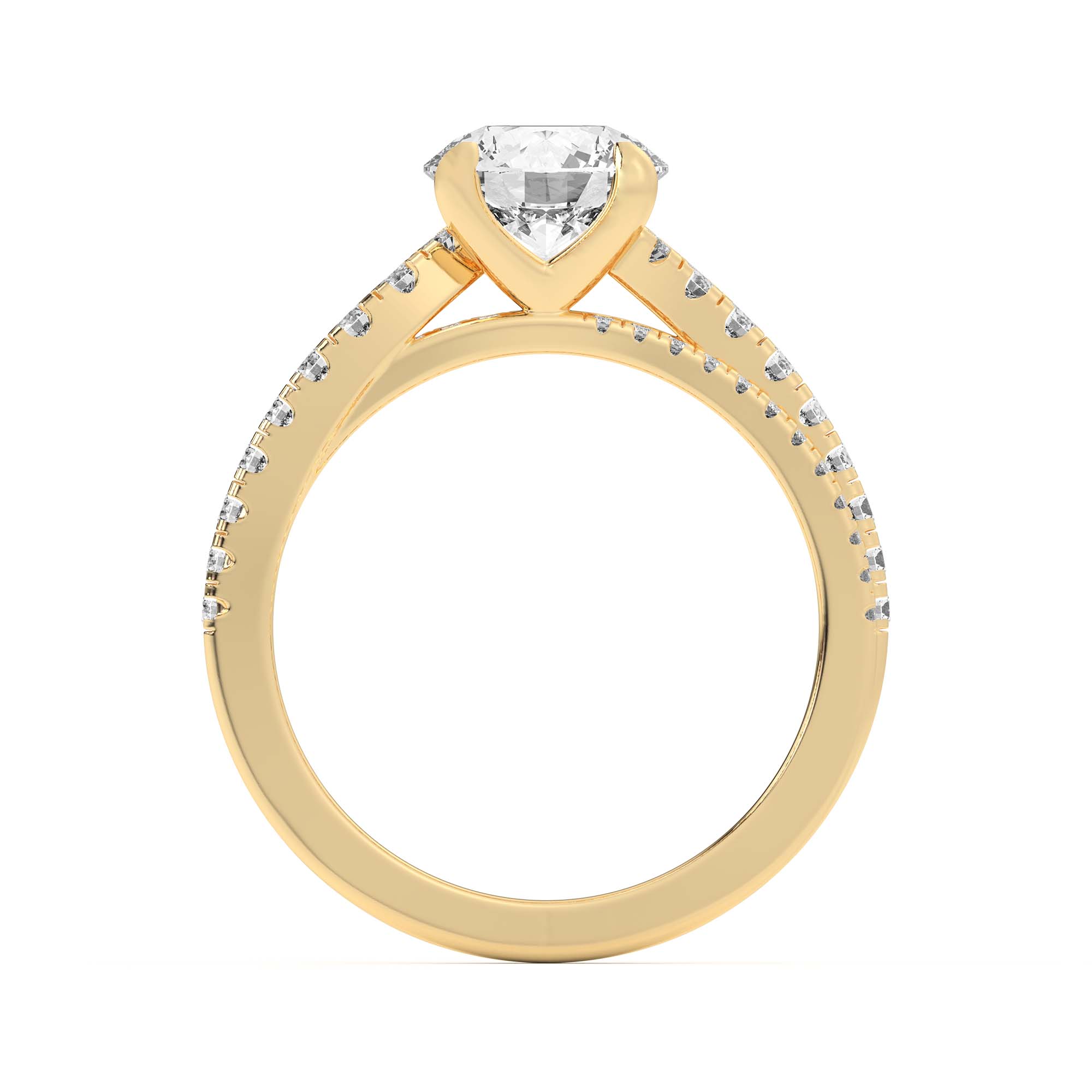 14K Yellow Gold Duplo Double Row Pavé Engagement Ring
