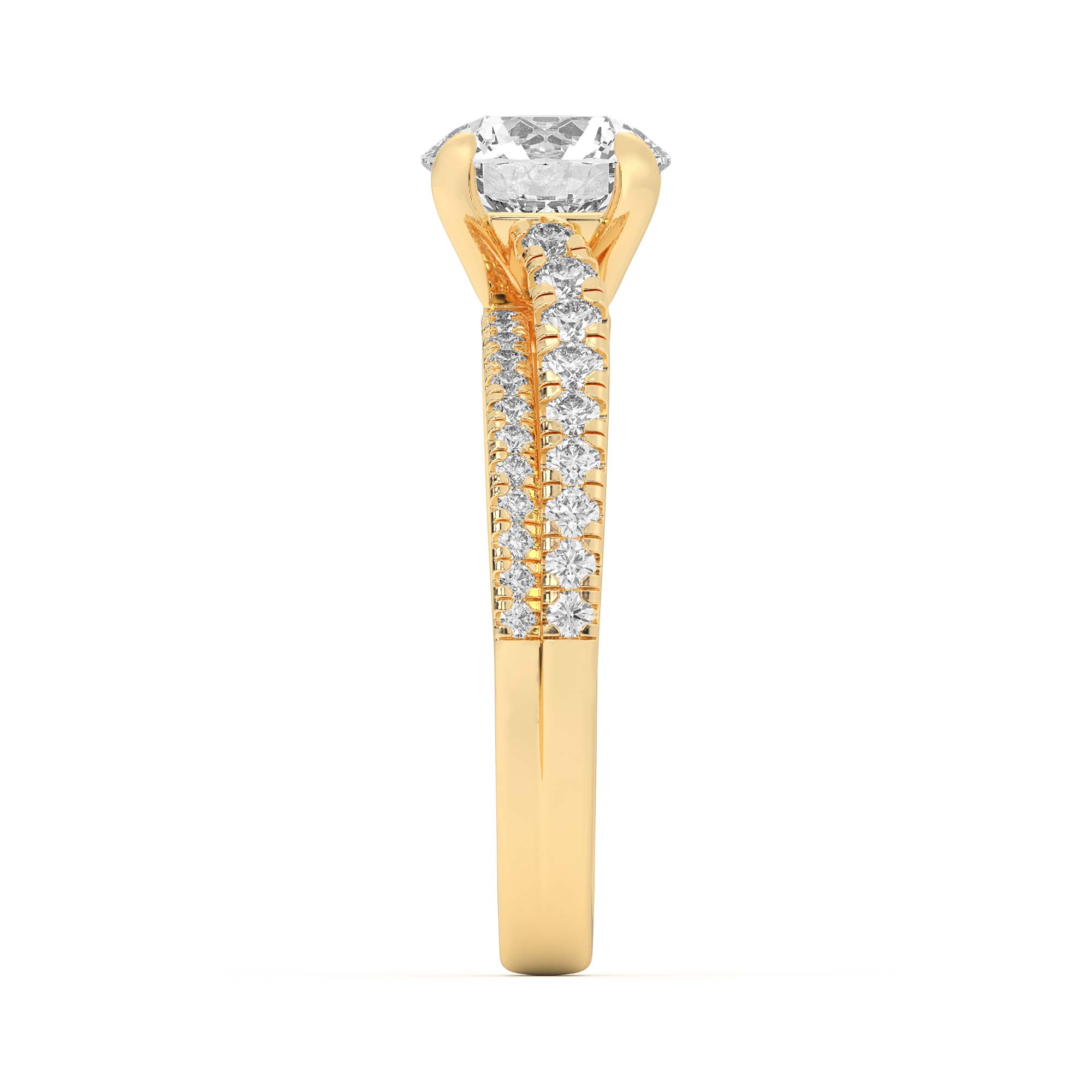 14K Yellow Gold Duplo Double Row Pavé Engagement Ring