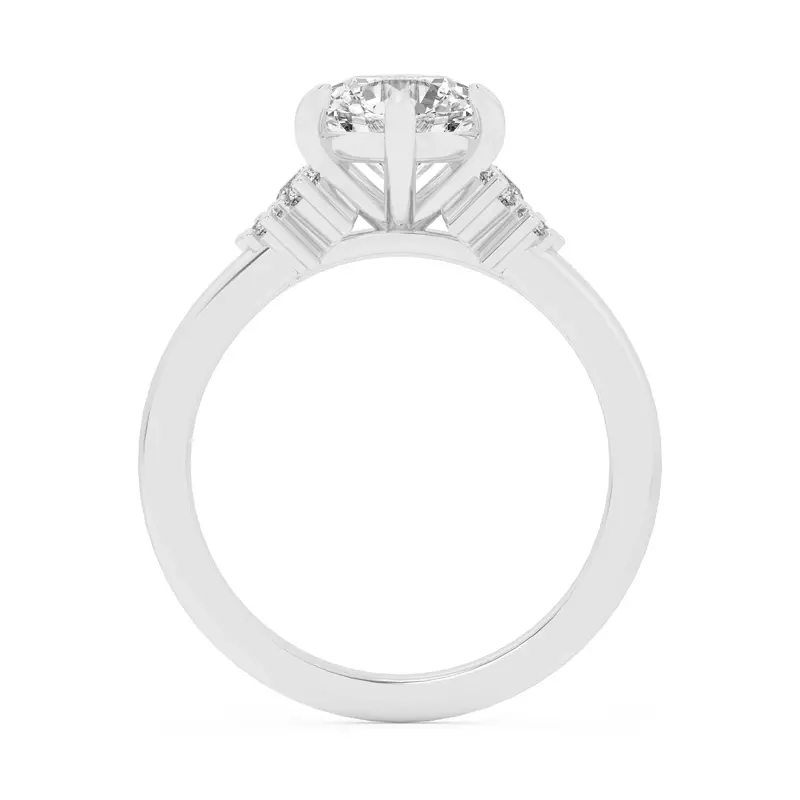 14K White Gold Kume Six-Prong Diamond Cluster Engagement Ring