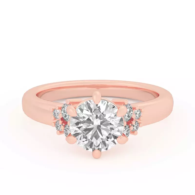 18K Rose Gold Kume Six-Prong Diamond Cluster Engagement Ring