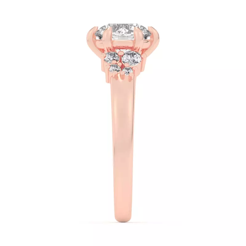 18K Rose Gold Kume Six-Prong Diamond Cluster Engagement Ring