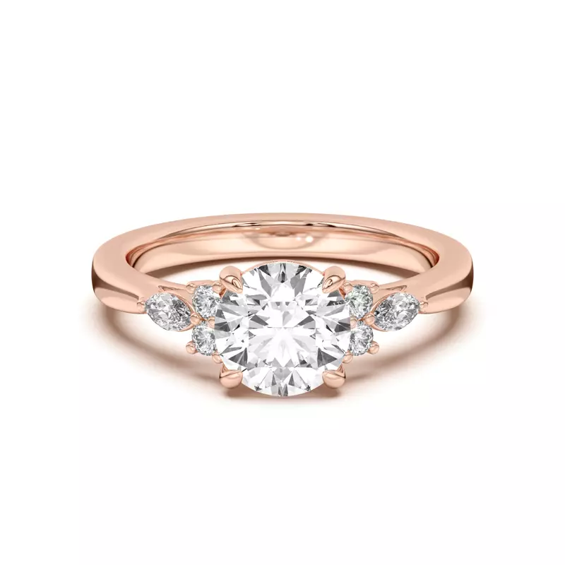 Blanche Round and Marquise Cluster Engagement Ring