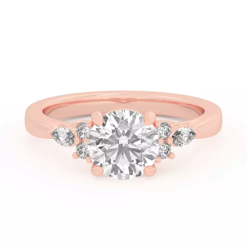 14K Rose Gold Blanche Round and Marquise Cluster Engagement Ring