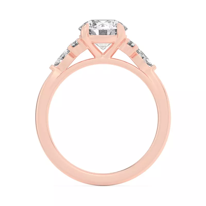 14K Rose Gold Blanche Round and Marquise Cluster Engagement Ring