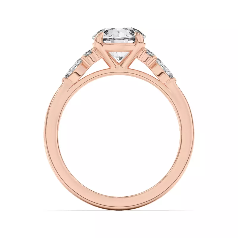 14K Rose Gold Blanche Round and Marquise Cluster Engagement Ring