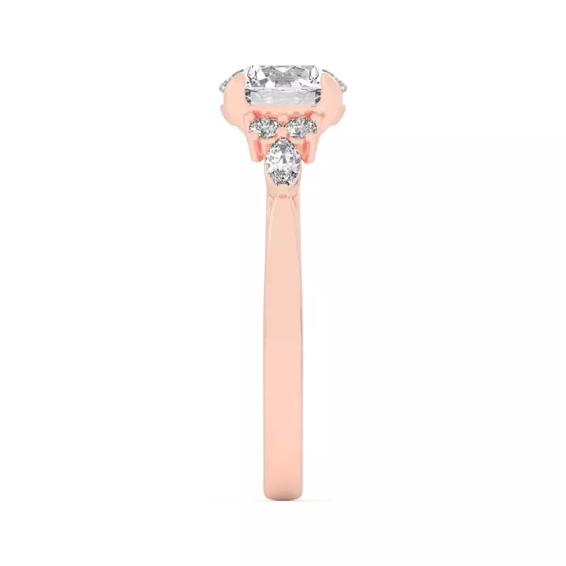 14K Rose Gold Blanche Round and Marquise Cluster Engagement Ring