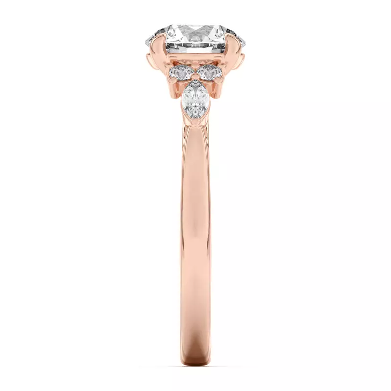14K Rose Gold Blanche Round and Marquise Cluster Engagement Ring