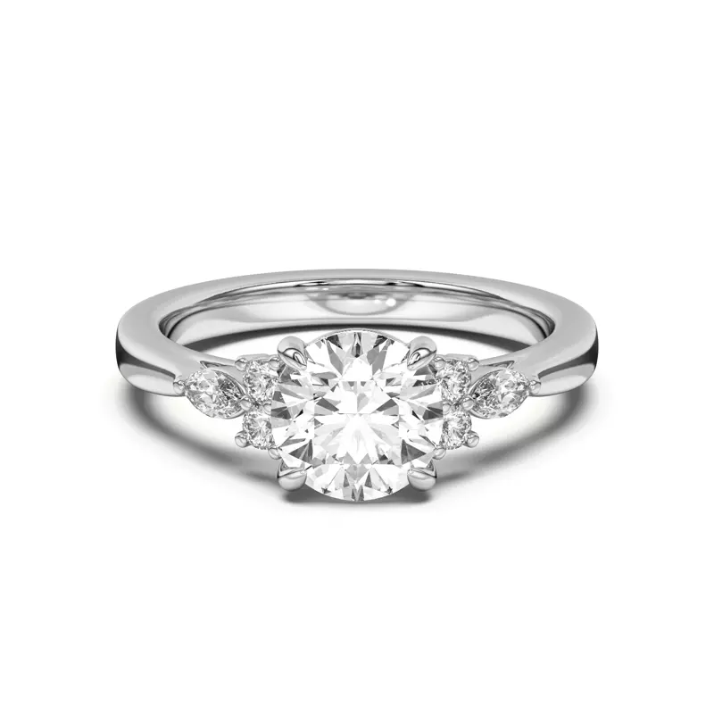 Blanche Round and Marquise Cluster Engagement Ring