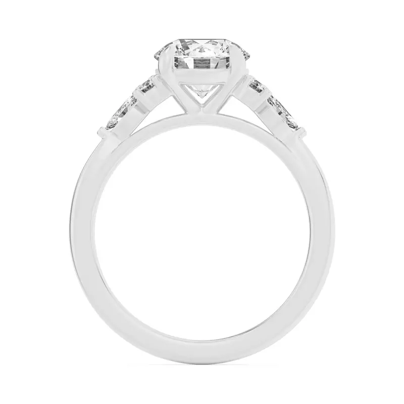 18K White Gold Blanche Round and Marquise Cluster Engagement Ring