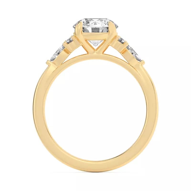 18K Yellow Gold Blanche Round and Marquise Cluster Engagement Ring