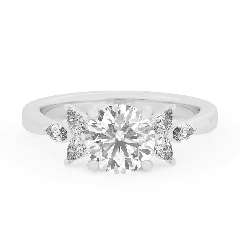 14K White Gold Dara Pear and Marquise Cluster Engagement Ring