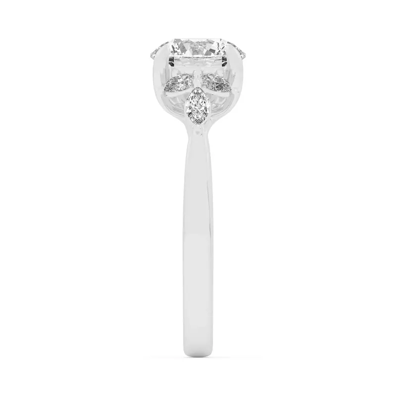 14K White Gold Dara Pear and Marquise Cluster Engagement Ring