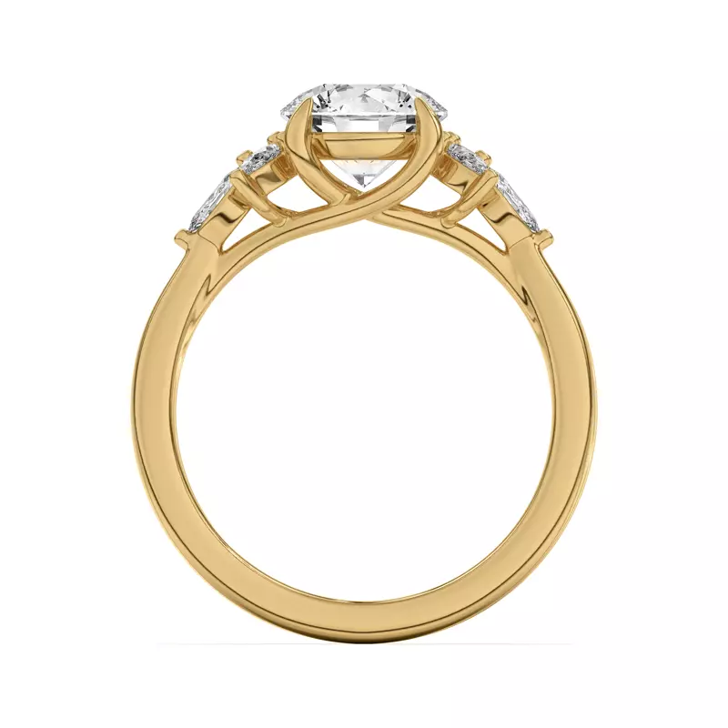 14K Yellow Gold Dara Pear and Marquise Cluster Engagement Ring