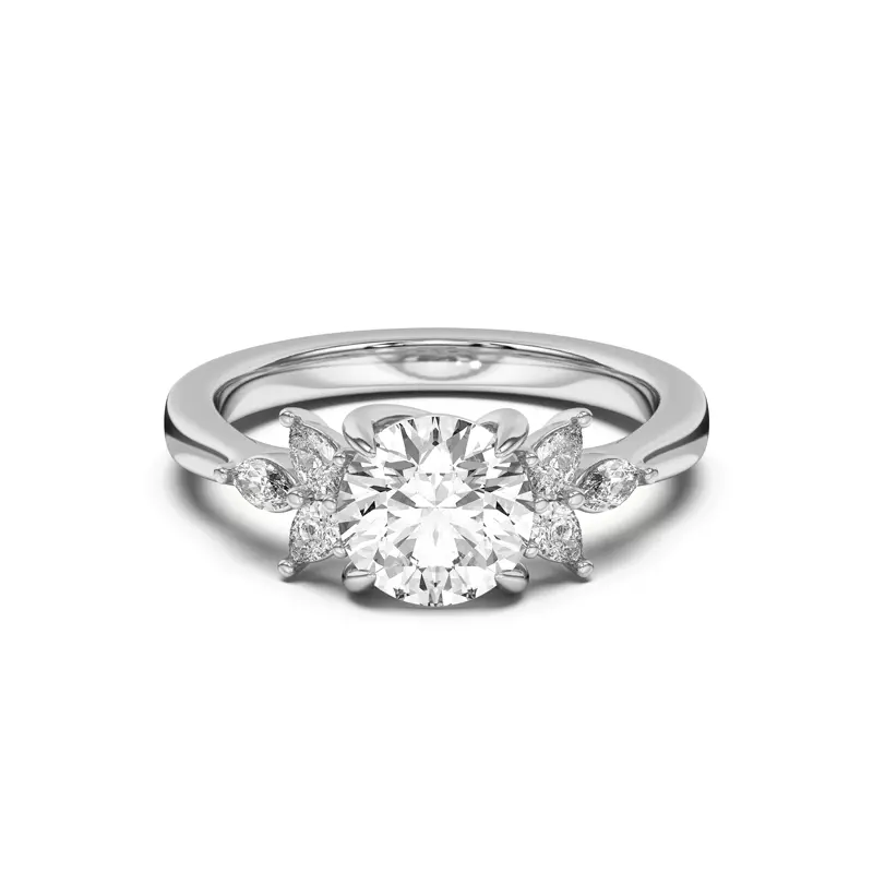 Platinum Dara Pear and Marquise Cluster Engagement Ring