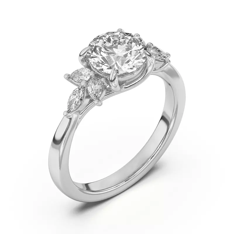 Platinum Dara Pear and Marquise Cluster Engagement Ring