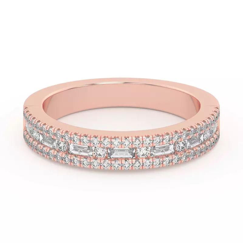 14K Rose Gold Rochelle Triple Row Diamond Band