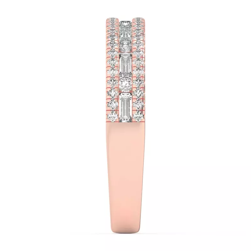 14K Rose Gold Rochelle Triple Row Diamond Band