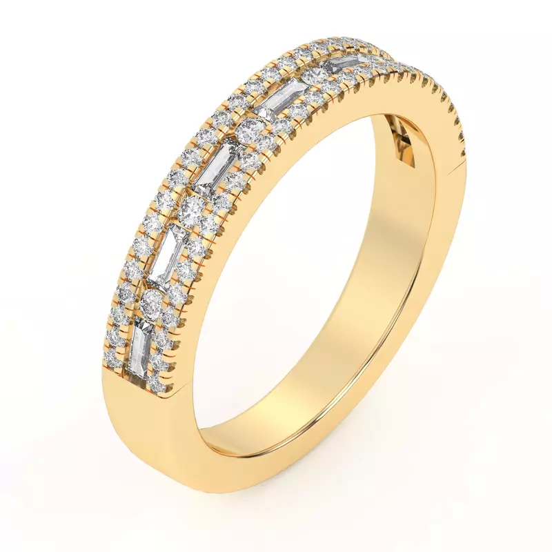 14K Yellow Gold Rochelle Triple Row Diamond Band