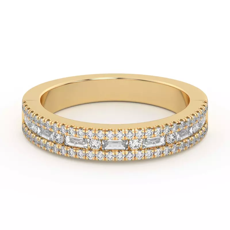 14K Yellow Gold Rochelle Triple Row Diamond Band