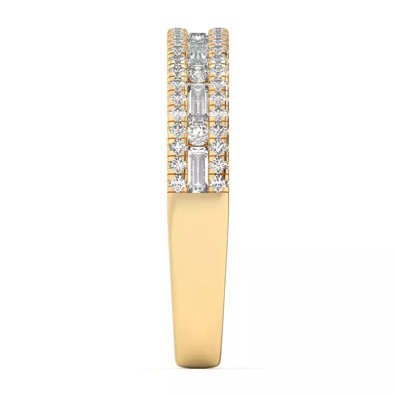 14K Yellow Gold Rochelle Triple Row Diamond Band
