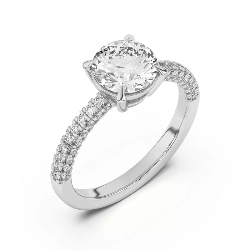14K White Gold Trio Diamond Engagement Ring