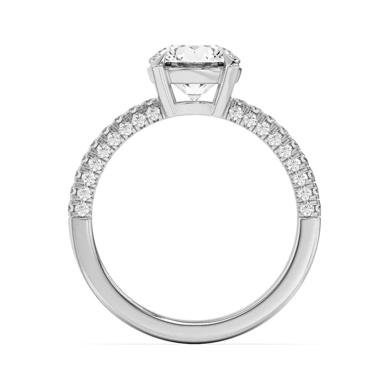 14K White Gold Trio Diamond Engagement Ring